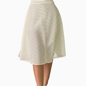 Silhouette NYC Skirt Size Large‎ A-Line Midi Wavy Sheer Striped Stretch New